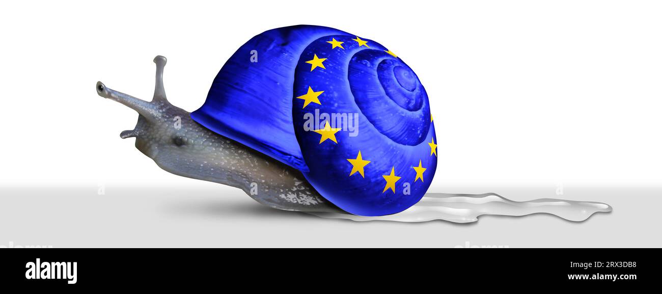Recessione economica nell'UE, rallentamento della crescita dell'Unione europea e rallentamento dell'economia europea come il rallentamento delle attività a Bruxelles come Germania francia e Italia Foto Stock