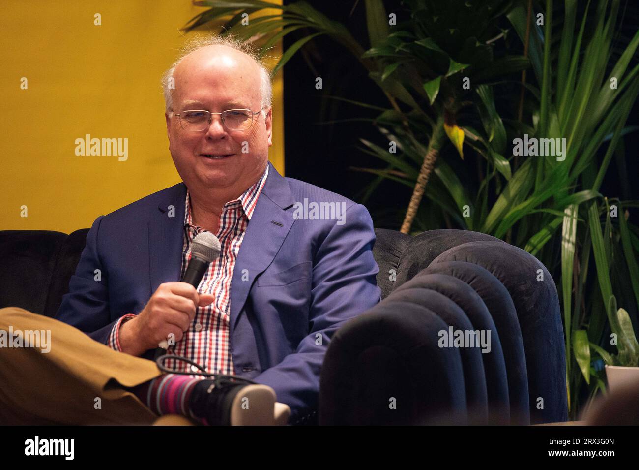 22 settembre 2023: Karl Rove ex vice capo di stato maggiore della Casa Bianca, consigliere del presidente George W. Bush, parla al Texas Tribune Festival. L'Omni Hotel ad Austin, Texas. Mario Cantu/CSM Foto Stock