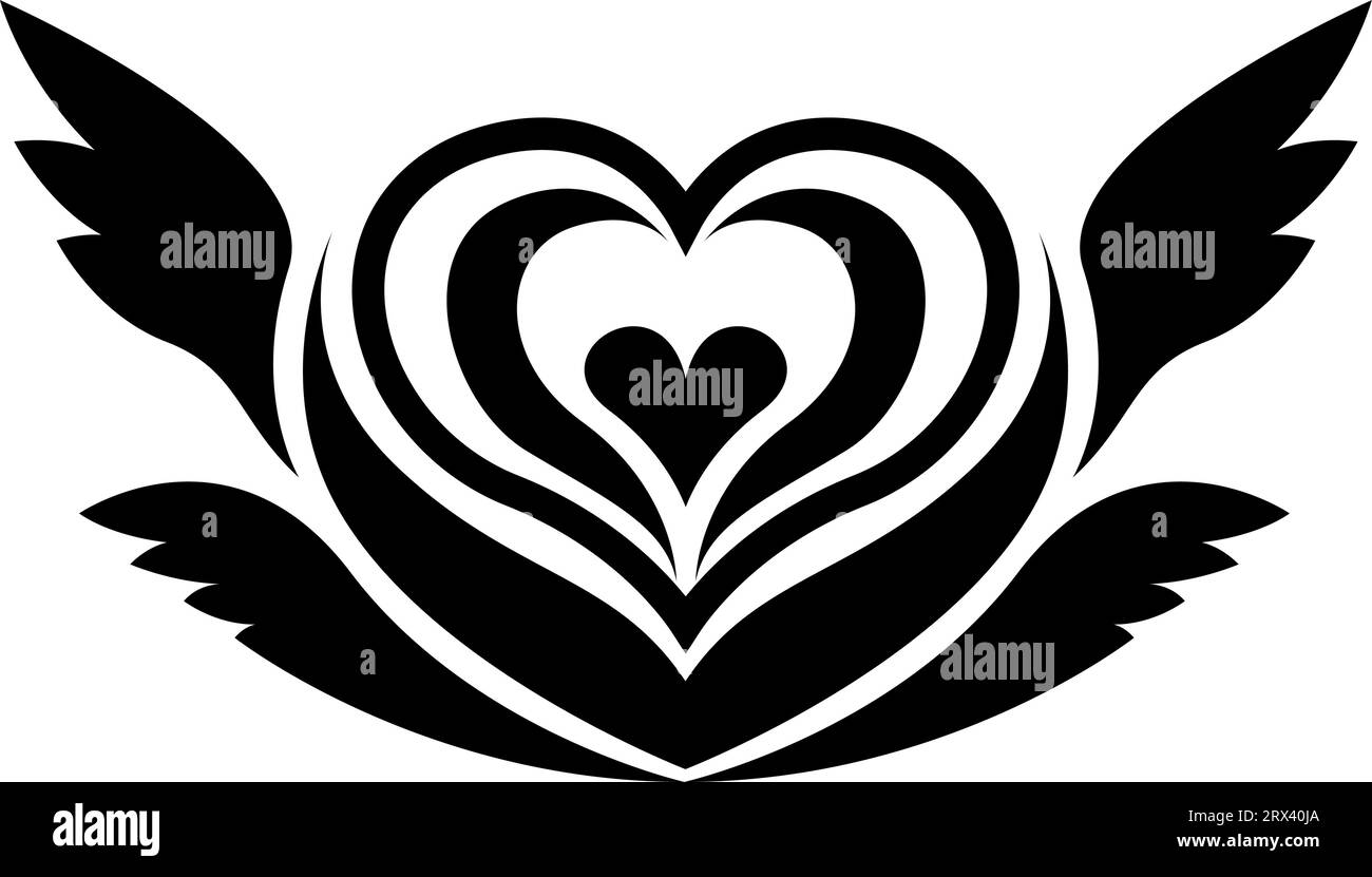 Tatuaggio del cuore, illustrazione del tatuaggio, vettore su sfondo bianco. Illustrazione Vettoriale