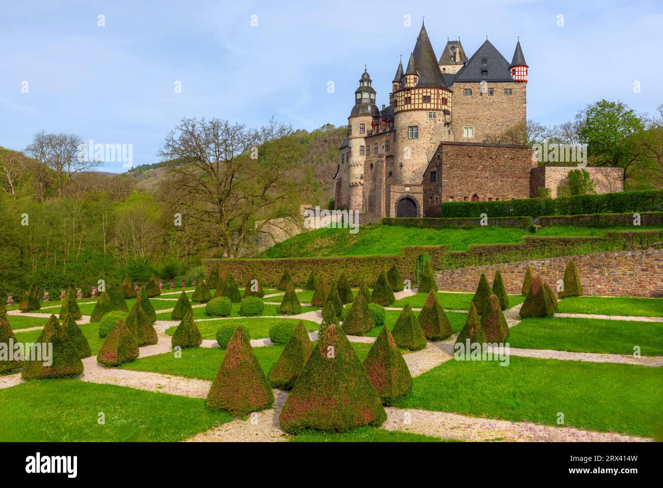 Schloss Bürresheim, Eifel, Renania-Palatinato, fiume Mosella, Germania Foto Stock