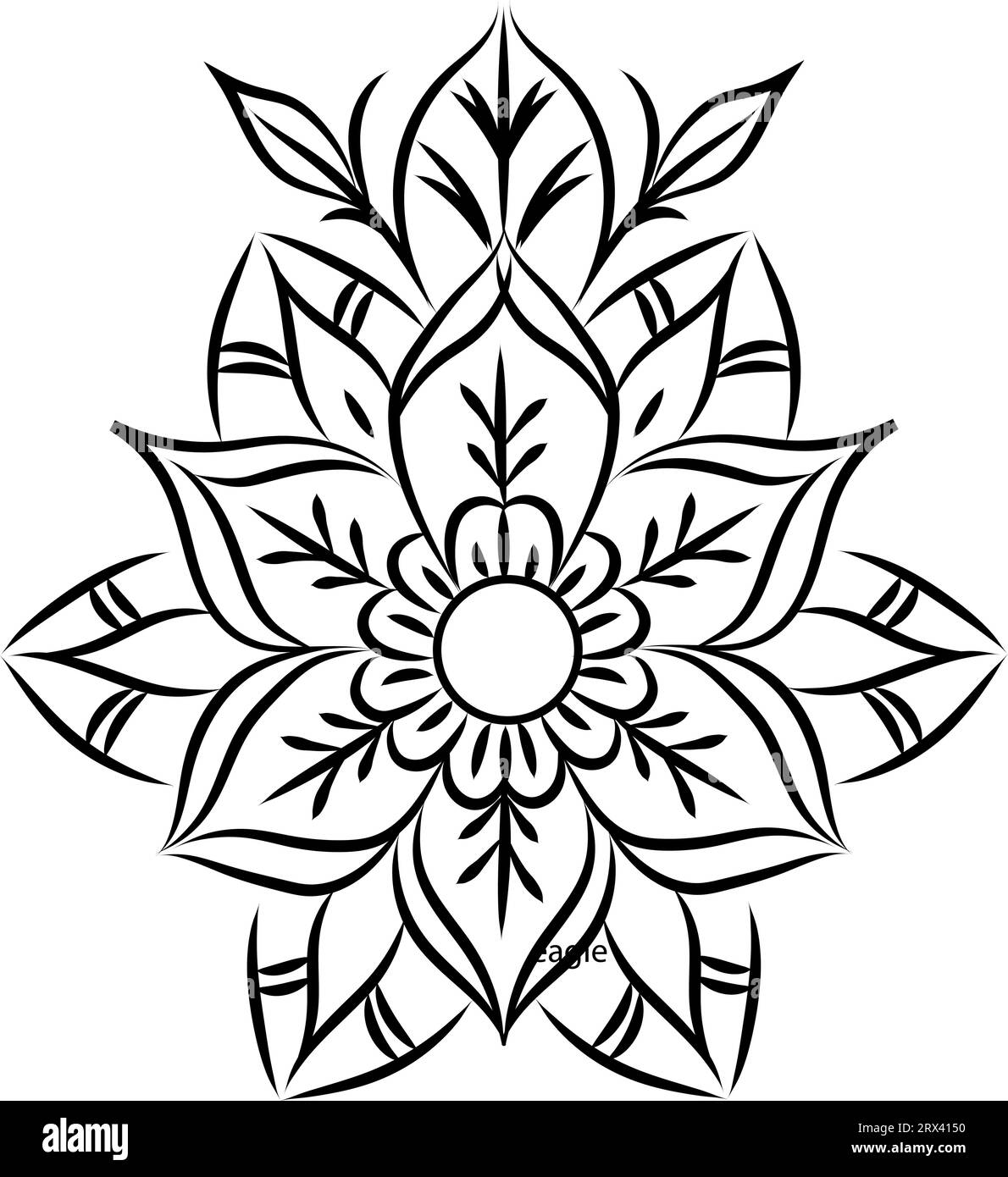 Tatuaggio tribale di un fiore , illustrazione, vettore su sfondo bianco. Illustrazione Vettoriale