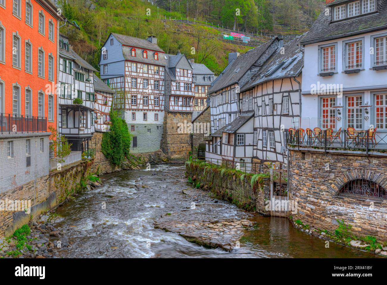 Monschau, Renania settentrionale-Vestfalia, montagne Eifel, Germania Foto Stock