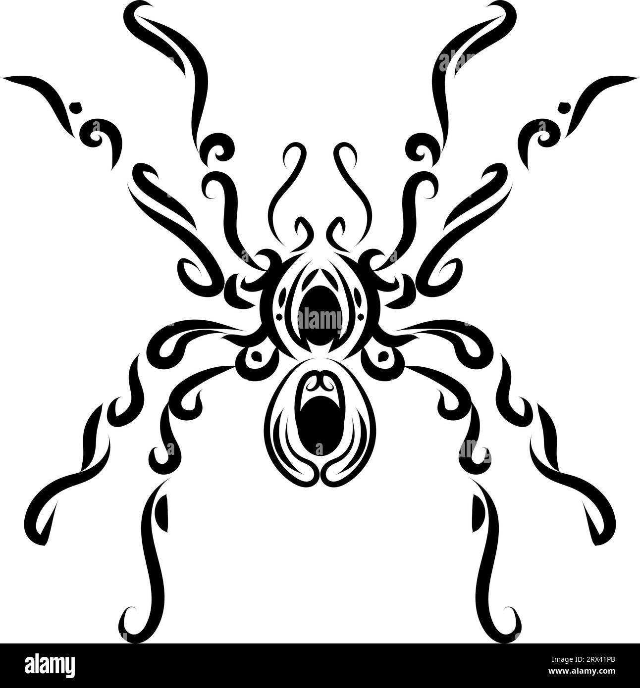 Tatuaggio tribale a ragno , illustrazione, vettore su sfondo bianco. Illustrazione Vettoriale