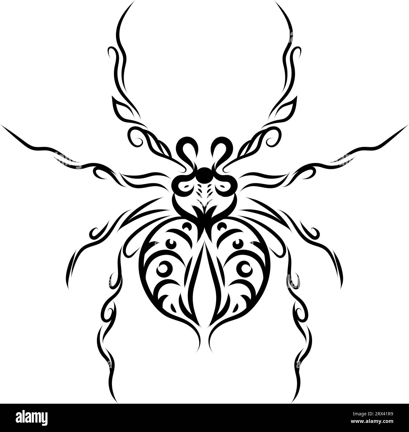 Tatuaggio ragno freddo , illustrazione, vettore su sfondo bianco. Illustrazione Vettoriale