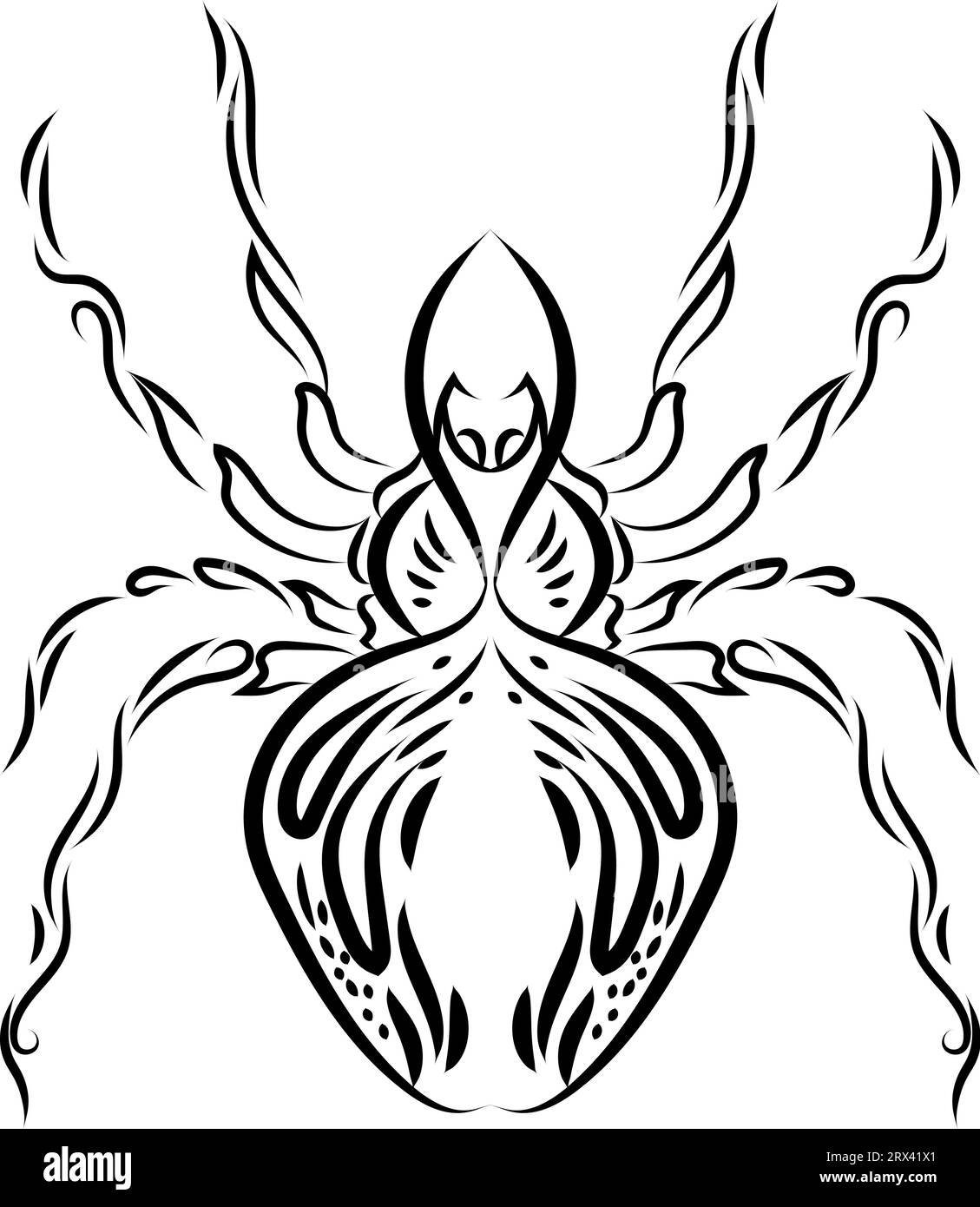 Tatuaggio ragno astratto , illustrazione, vettore su sfondo bianco. Illustrazione Vettoriale