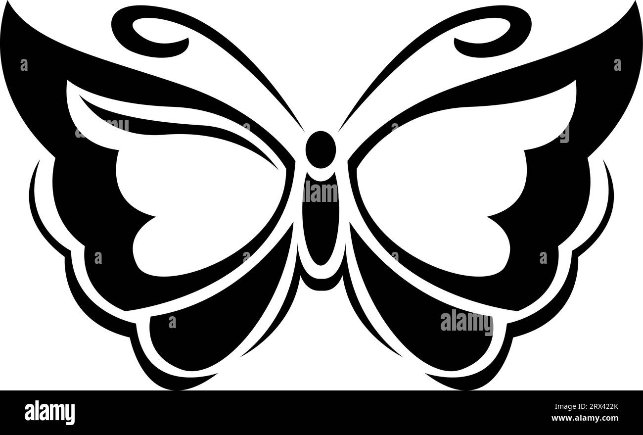 Grazioso tatuaggio a farfalla, illustrazione del tatuaggio, vettore su sfondo bianco. Illustrazione Vettoriale