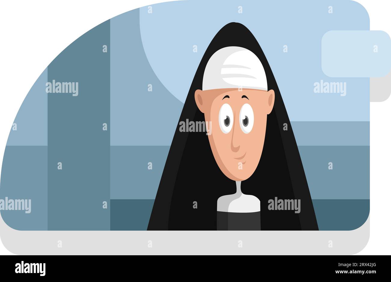 Suora sorridente, illustrazione, vettore su sfondo bianco. Illustrazione Vettoriale