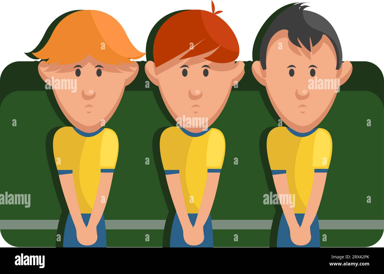 Giocatori di calcio in maglia gialla, illustrazione, vettoriale su sfondo bianco. Illustrazione Vettoriale