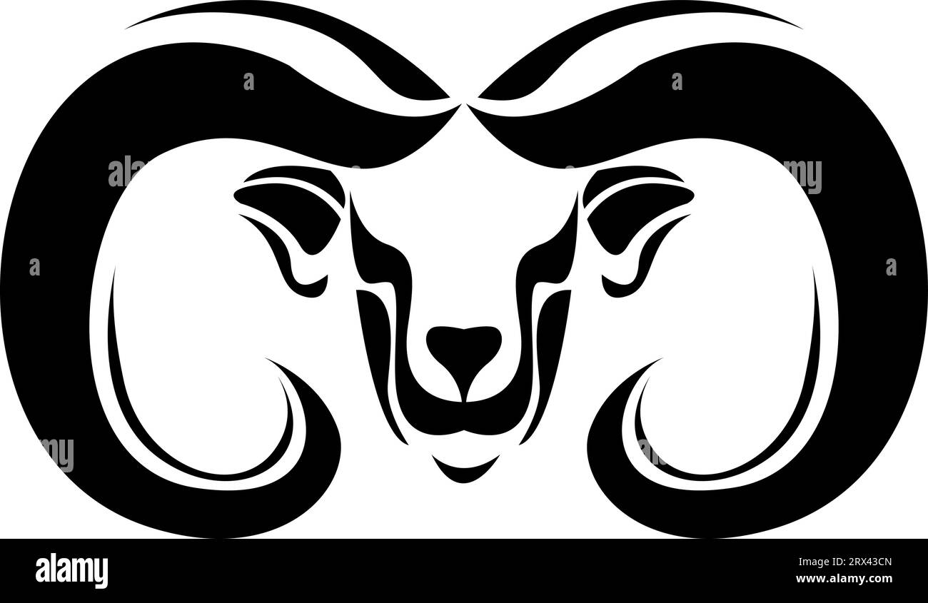 Tatuaggio del volto RAM, illustrazione del tatuaggio, vettore su sfondo bianco. Illustrazione Vettoriale
