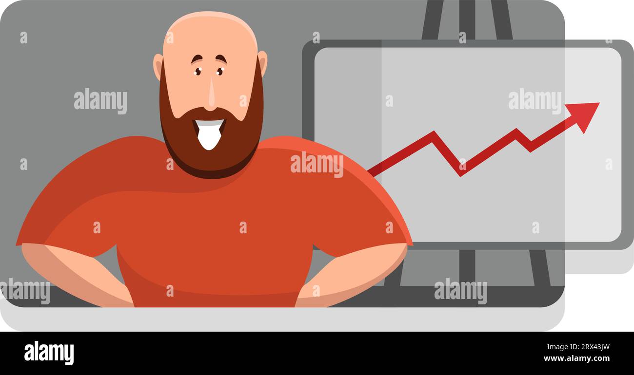 Uomo in camicia rossa, illustrazione, vettore su sfondo bianco. Illustrazione Vettoriale