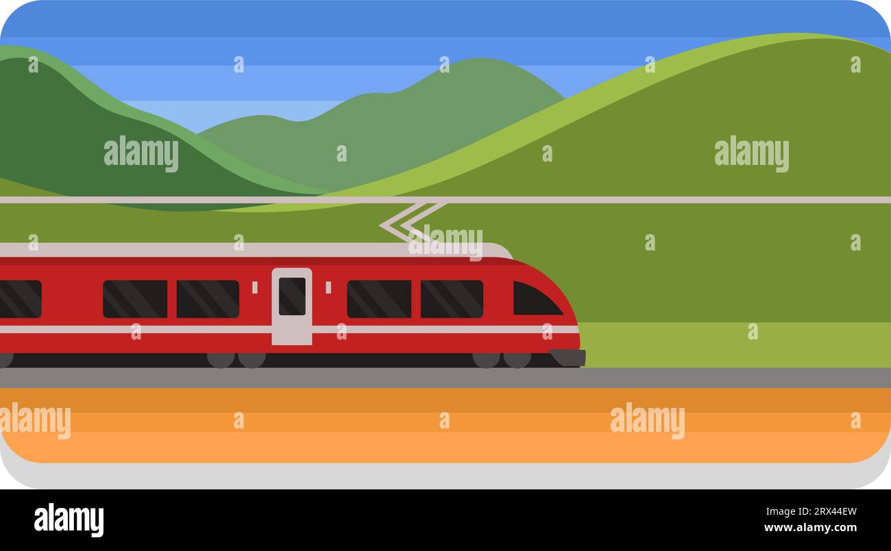 Treno rosso, illustrazione, vettore su sfondo bianco. Illustrazione Vettoriale