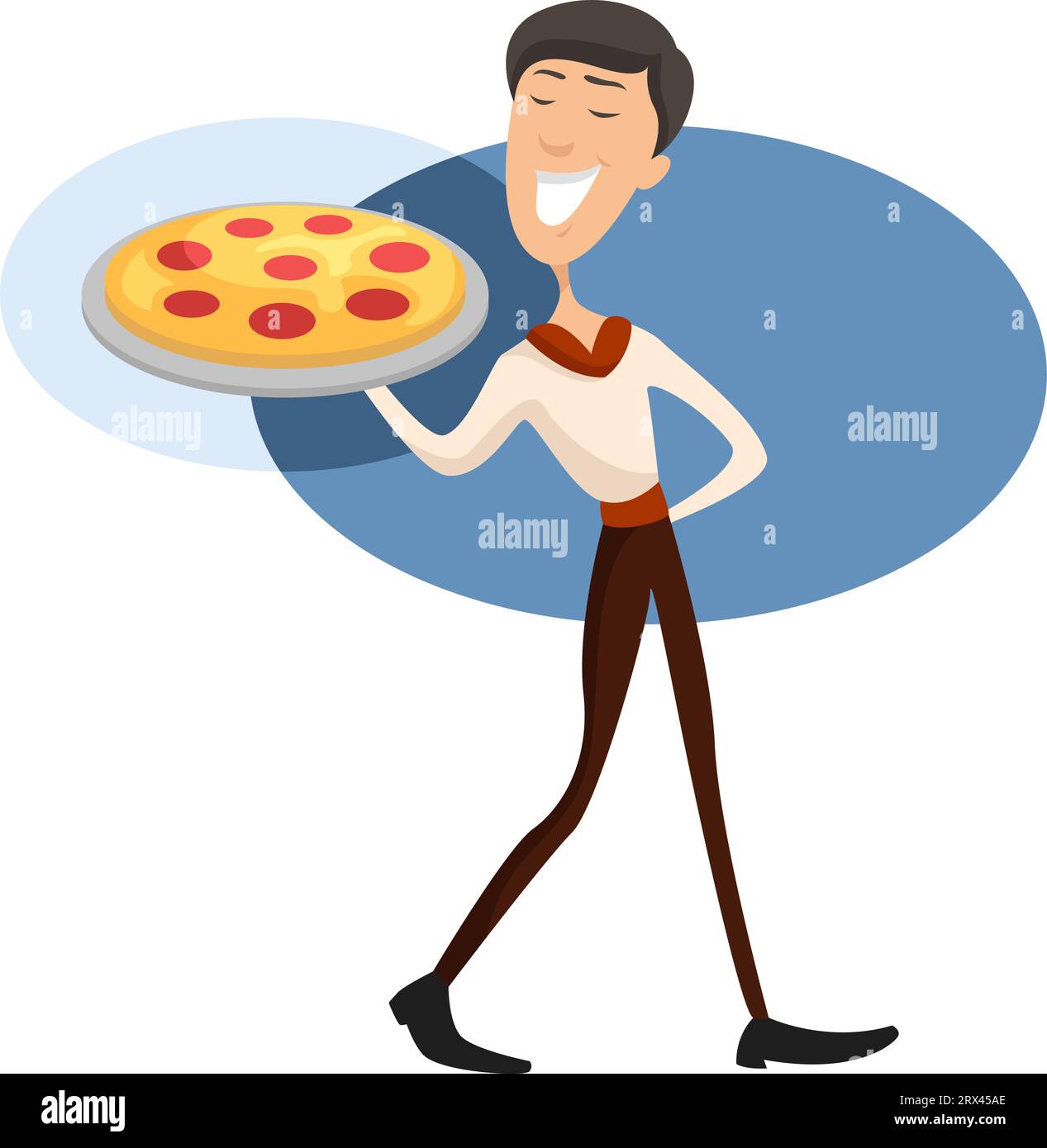 Pizza boy, illustrazione, vettore su sfondo bianco. Illustrazione Vettoriale