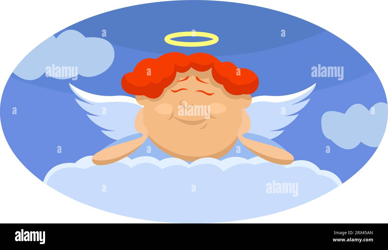 Angelo sul cloud, illustrazione, vettore su sfondo bianco. Illustrazione Vettoriale