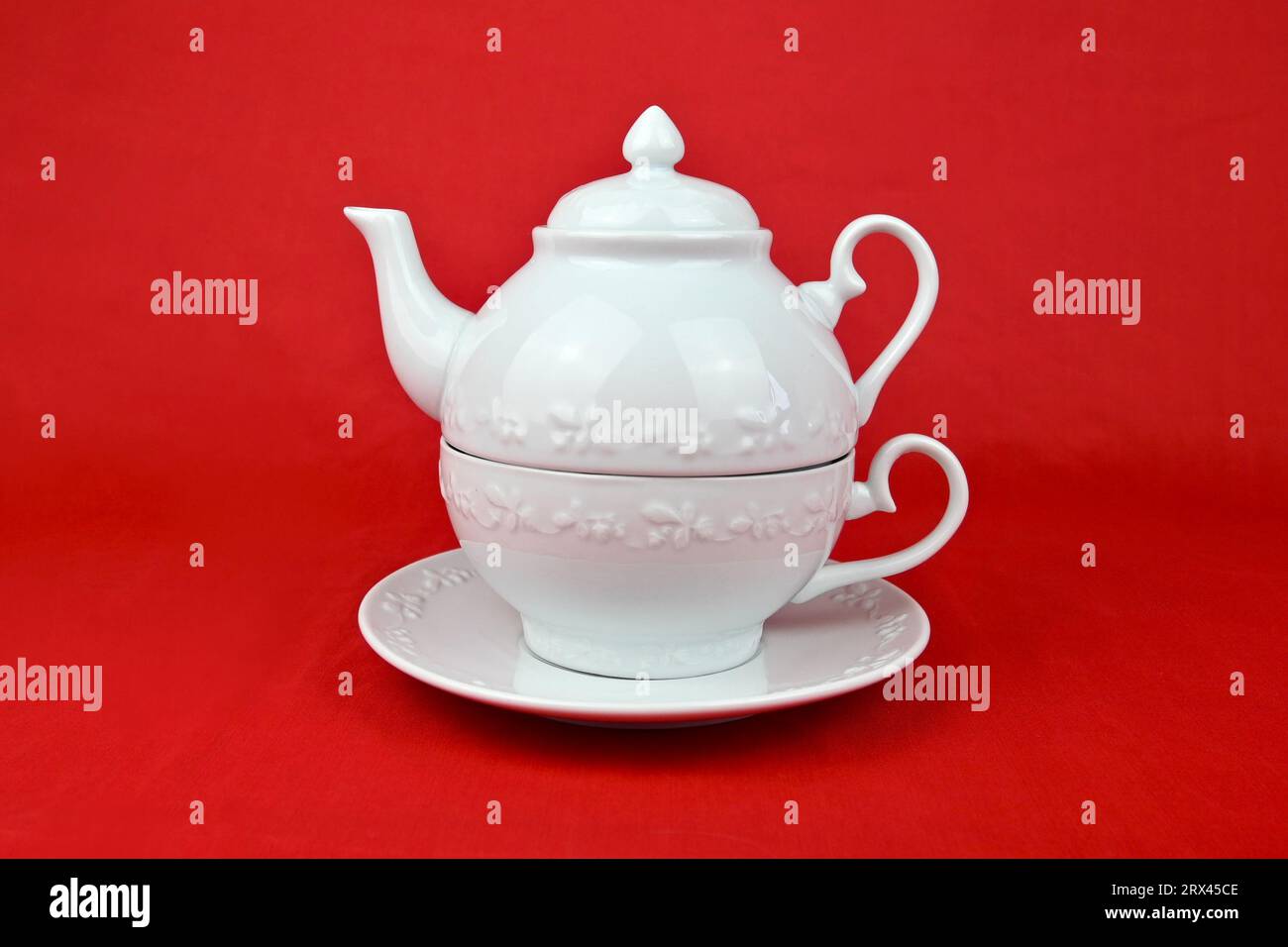 Set di teiera, tazze e piattini BHS British Home Stores vintage "Tea for One". Foto Stock
