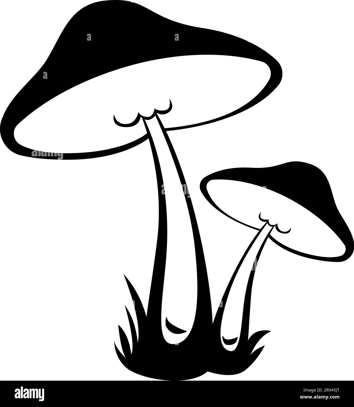 Tatuaggio dei funghi forestali, illustrazione del tatuaggio, vettoriale su sfondo bianco. Illustrazione Vettoriale