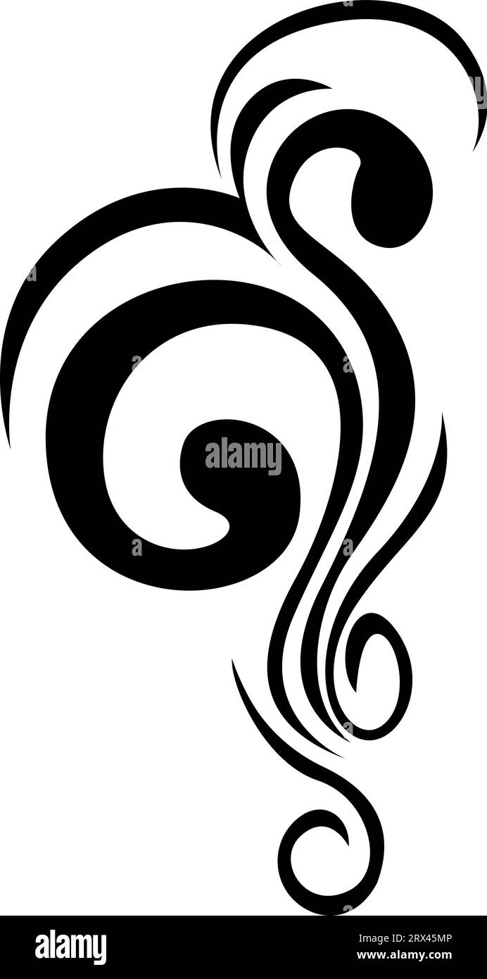 Tatuaggio con linee nere, illustrazione del tatuaggio, vettore su sfondo bianco. Illustrazione Vettoriale