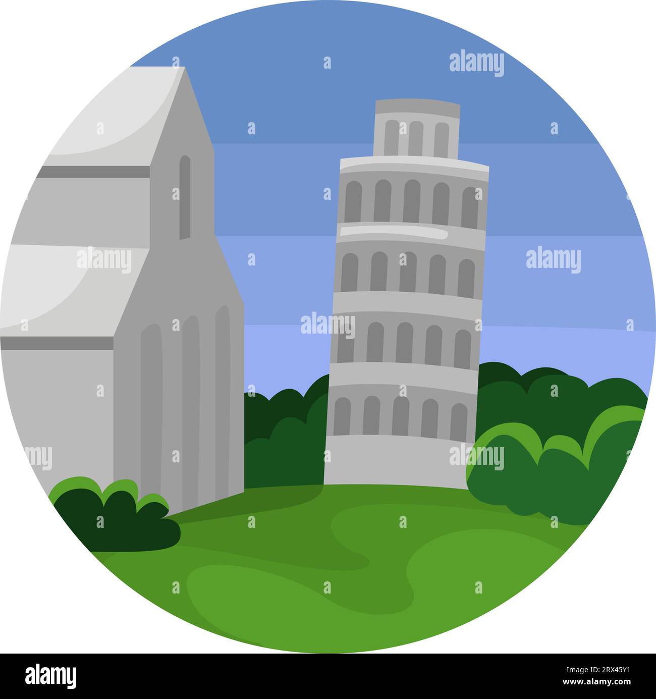 Torre di Pisa, illustrazione, vettore su sfondo bianco. Illustrazione Vettoriale