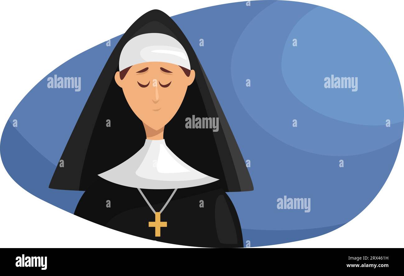 Suora con croce, illustrazione, vettore su sfondo bianco. Illustrazione Vettoriale