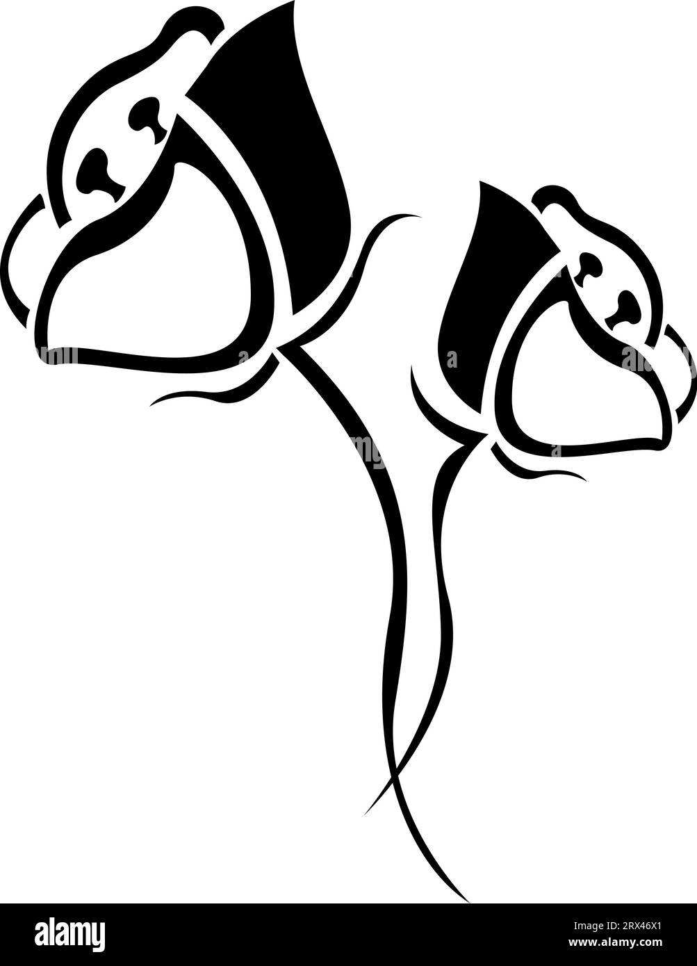 Tatuaggio con fiori di tulipano, illustrazione del tatuaggio, vettore su sfondo bianco. Illustrazione Vettoriale