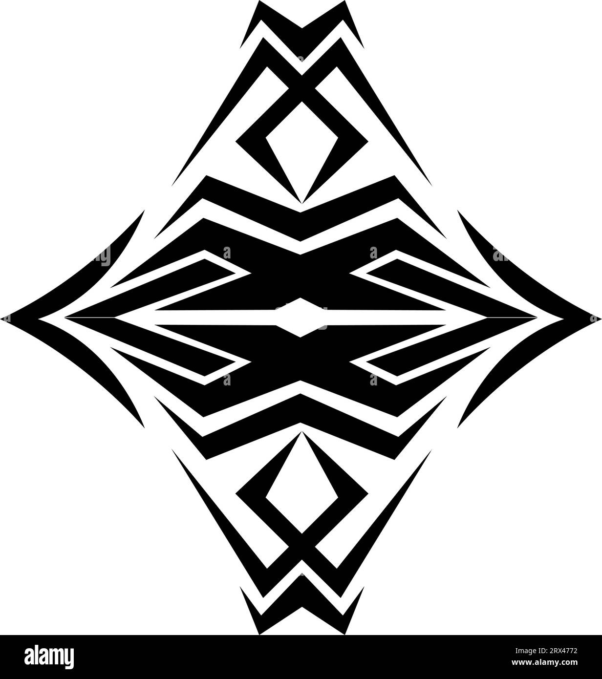 Grande tatuaggio posteriore, illustrazione del tatuaggio, vettore su sfondo bianco. Illustrazione Vettoriale