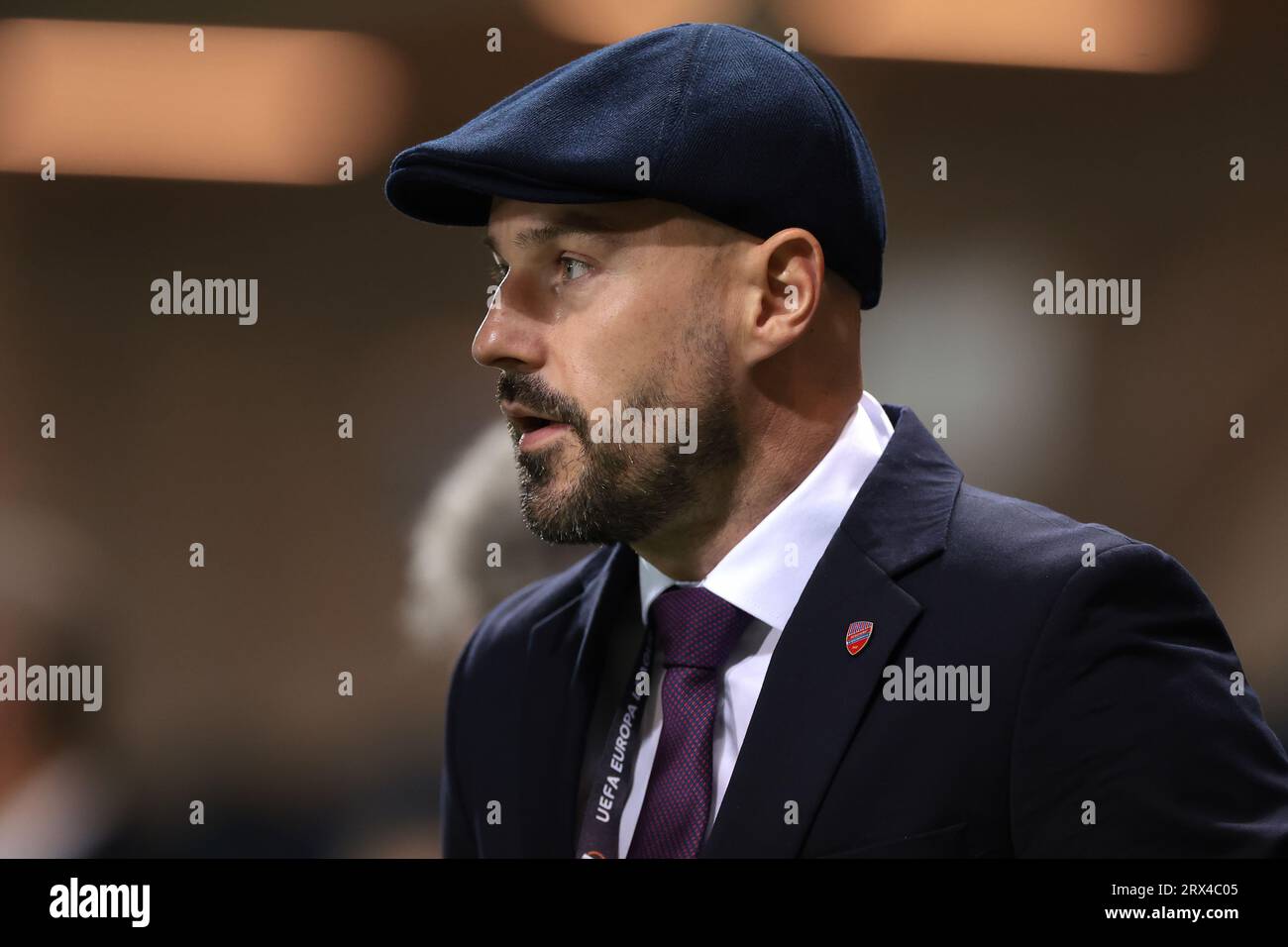 Bergamo, Italia. 21 settembre 2023. Michal Siara Raków Czestochowa Direttore Marketing prima di iniziare la partita di UEFA Champions League allo Stadio di Bergamo, Bergamo. Il credito fotografico dovrebbe leggere: Jonathan Moscrop/Sportimage Credit: Sportimage Ltd/Alamy Live News Foto Stock