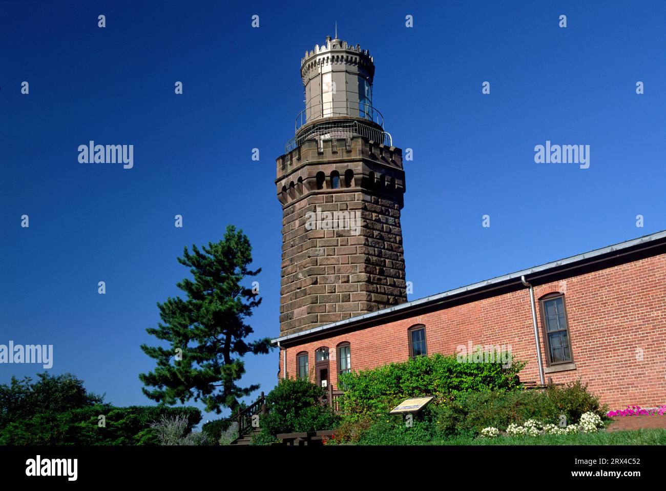 Tower, Twin Lights State Historic Site, Monmouth County, New Jersey Foto Stock