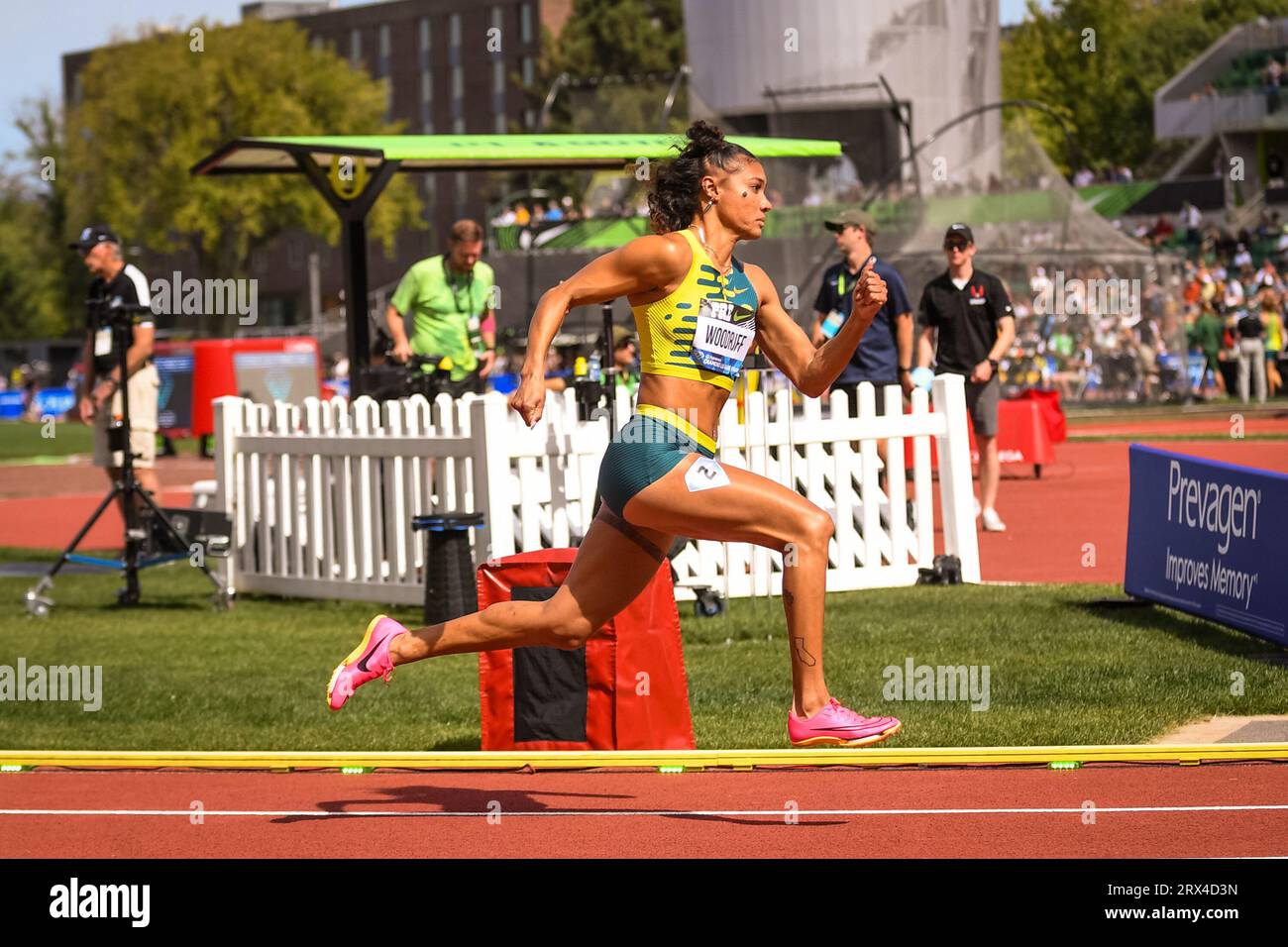 Gianna Woodruff (PAN) ha concluso settimo i 400 m ostacoli femminili nel 54,95 al Diamond League Championships al Pre-Classic di domenica 17 settembre Foto Stock