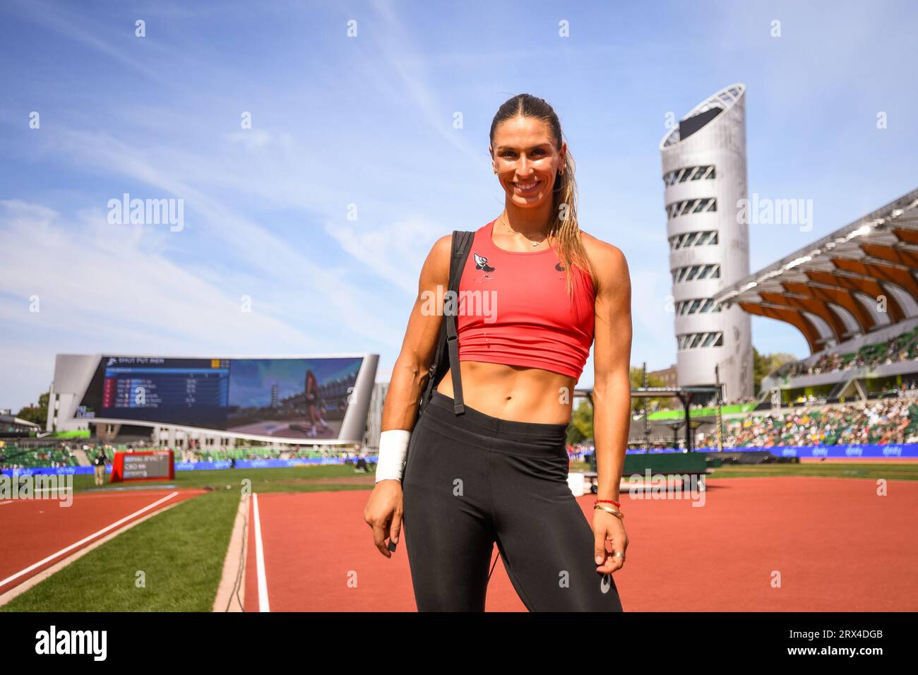 Valarie Allman (USA) vince il disco femminile con un tiro di 225-2 (68,66 m) ai campionati Diamond League nella Pre-Classic di domenica settembre Foto Stock