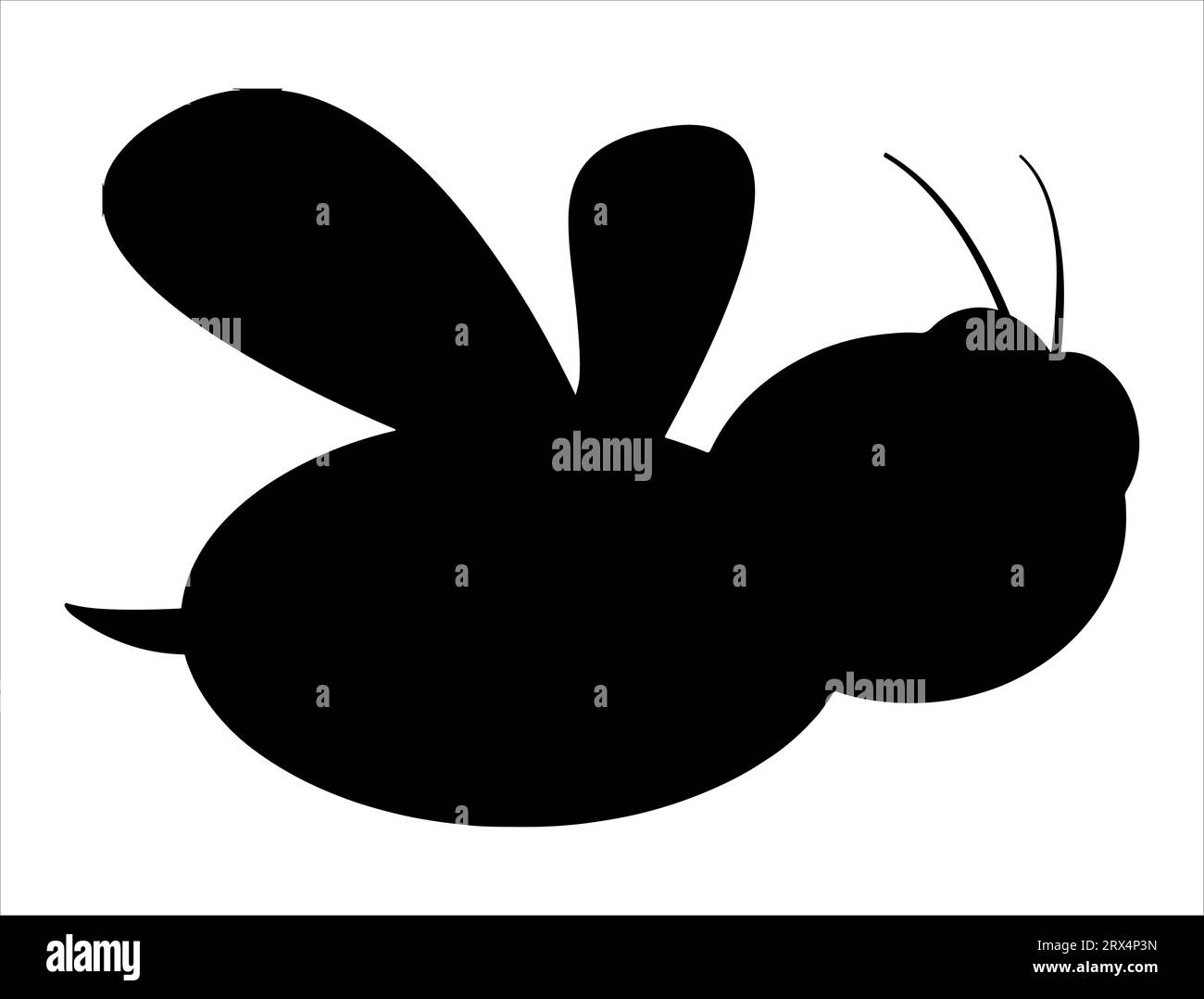 Sfondo bianco con grafica vettoriale della silhouette dell'ape Illustrazione Vettoriale