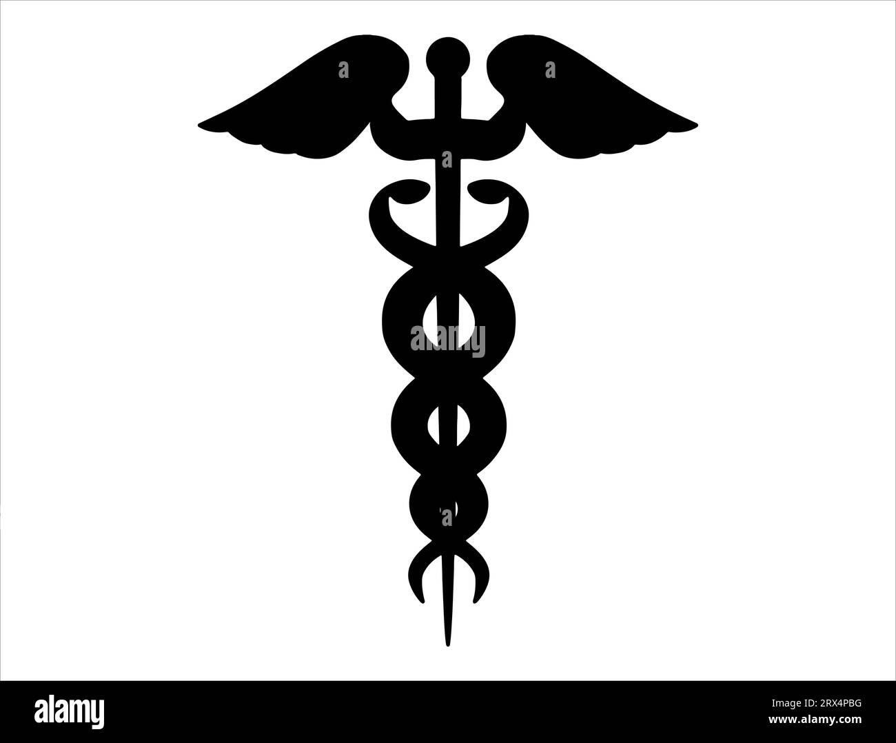 Caduceus silhouette vettoriale sfondo bianco Illustrazione Vettoriale