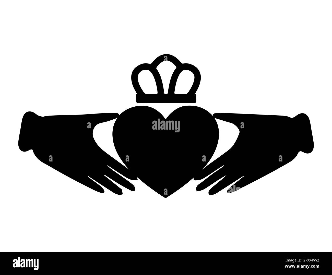 Silhouette Claddagh sfondo bianco vettoriale Illustrazione Vettoriale