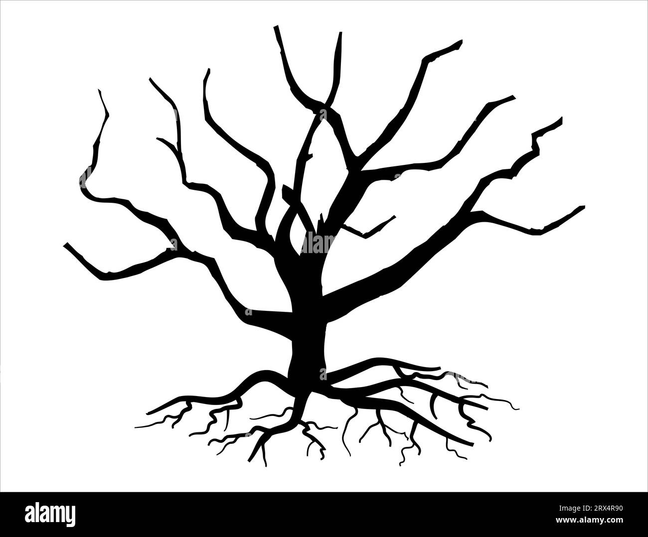 Sfondo bianco con grafica vettoriale della silhouette albero morto Illustrazione Vettoriale