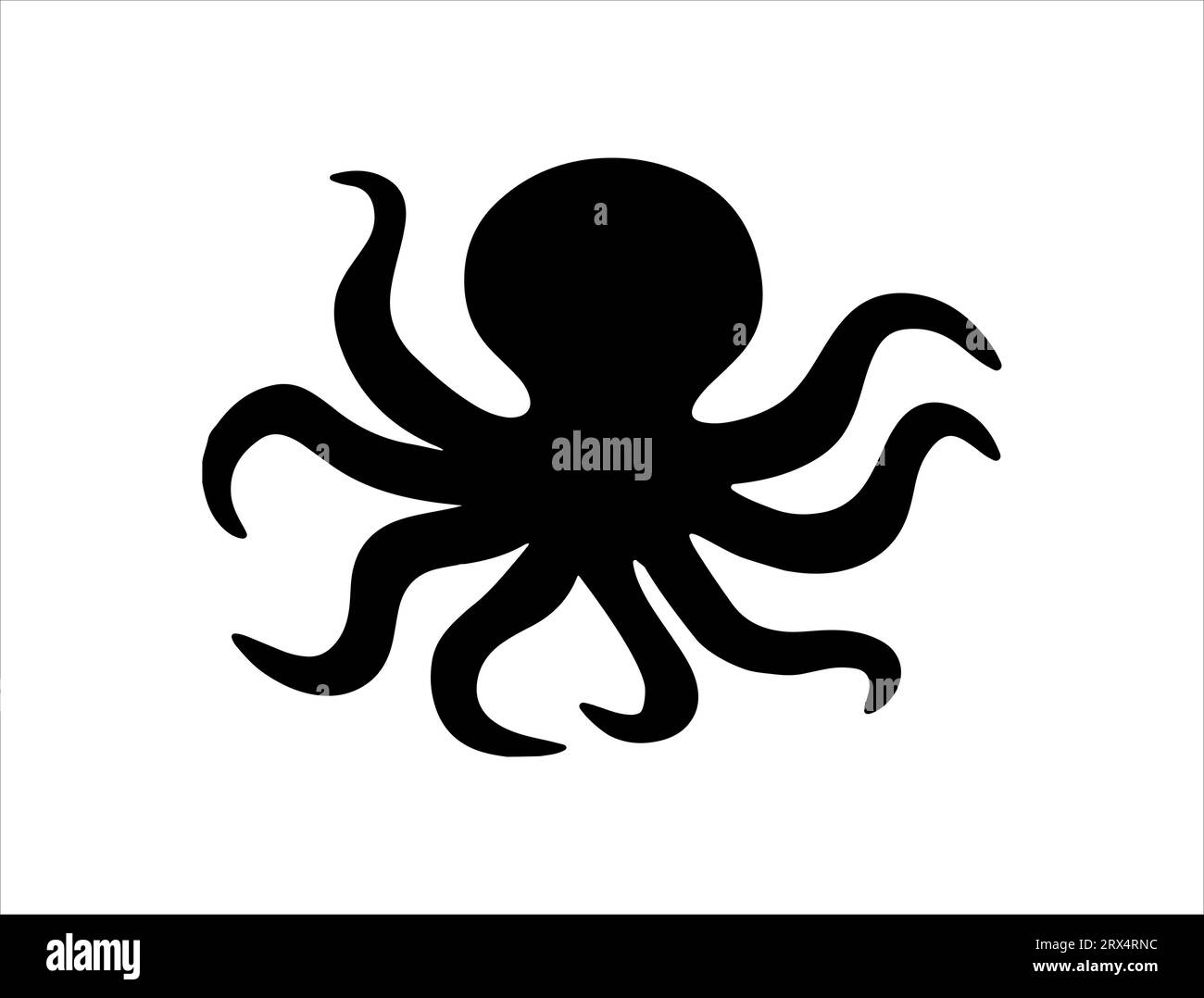 Sfondo bianco con silhouette a forma di polpo Illustrazione Vettoriale