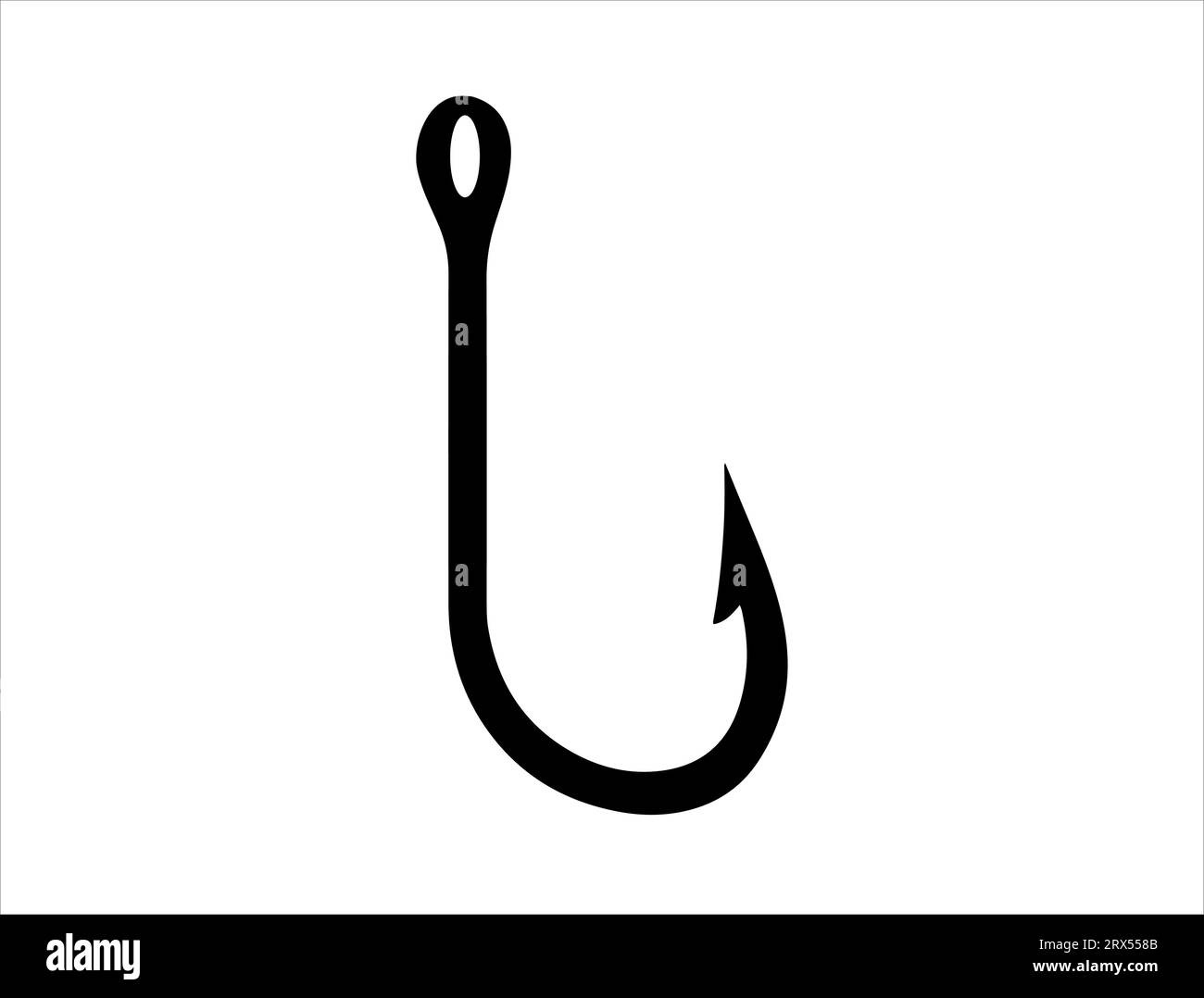 Gancio da pesca silhouette vettoriale con sfondo bianco Illustrazione Vettoriale