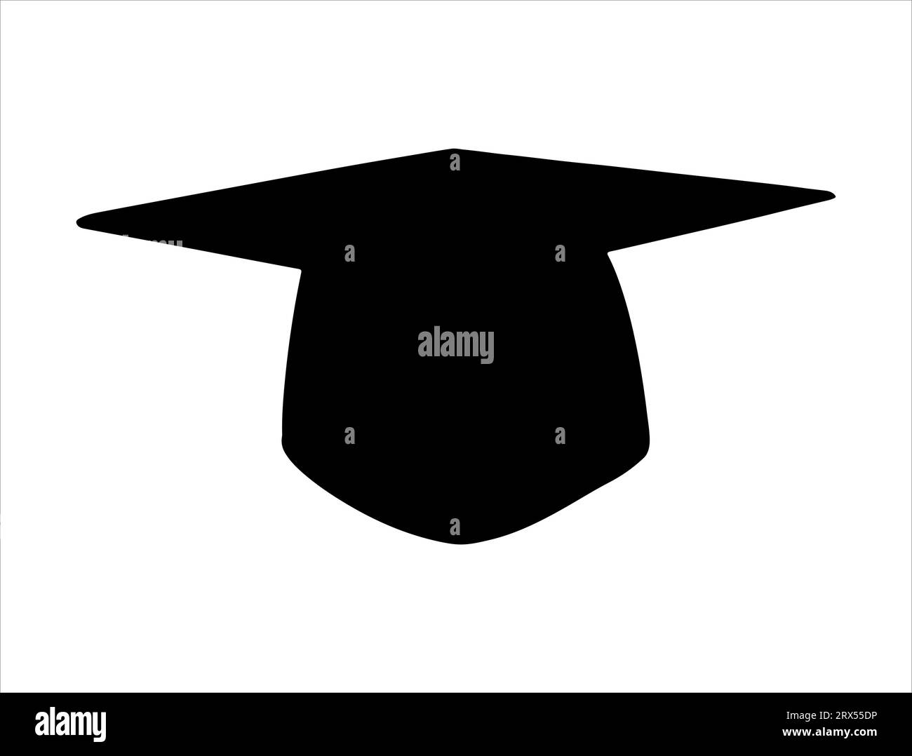 Cappello graduazione silhouette vettoriale con sfondo bianco Illustrazione Vettoriale