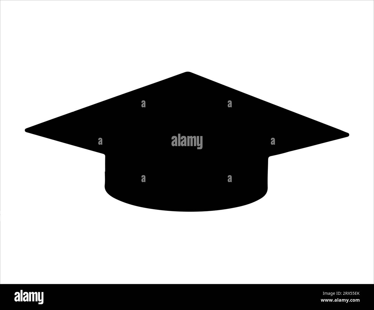 Cappello graduazione silhouette vettoriale con sfondo bianco Illustrazione Vettoriale