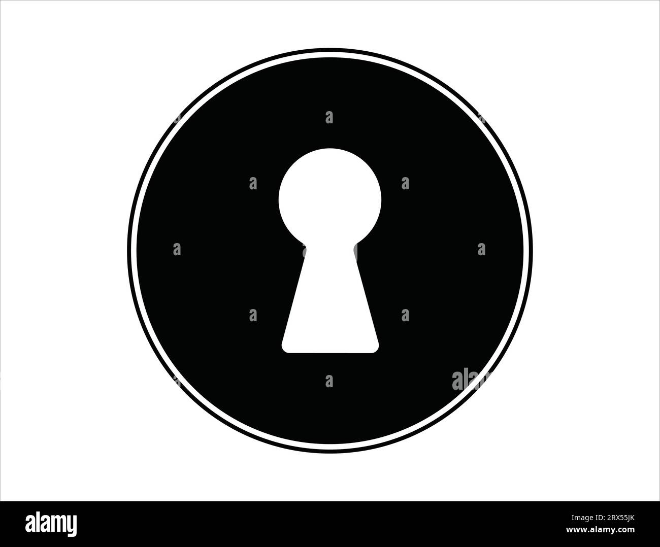 Sfondo bianco con grafica vettoriale della silhouette del foro chiave Illustrazione Vettoriale