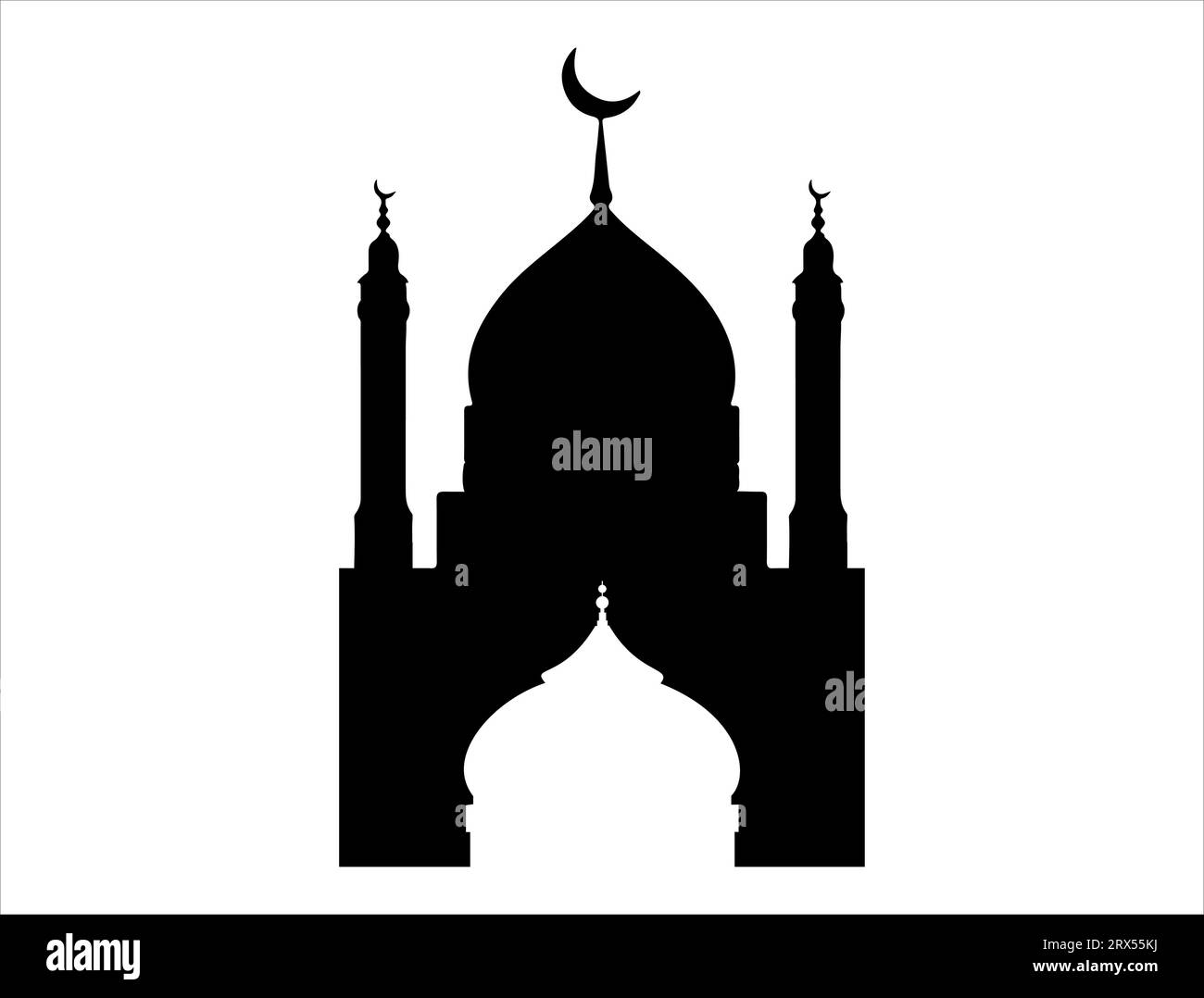 Sfondo bianco con silhouette vettoriale della moschea Illustrazione Vettoriale