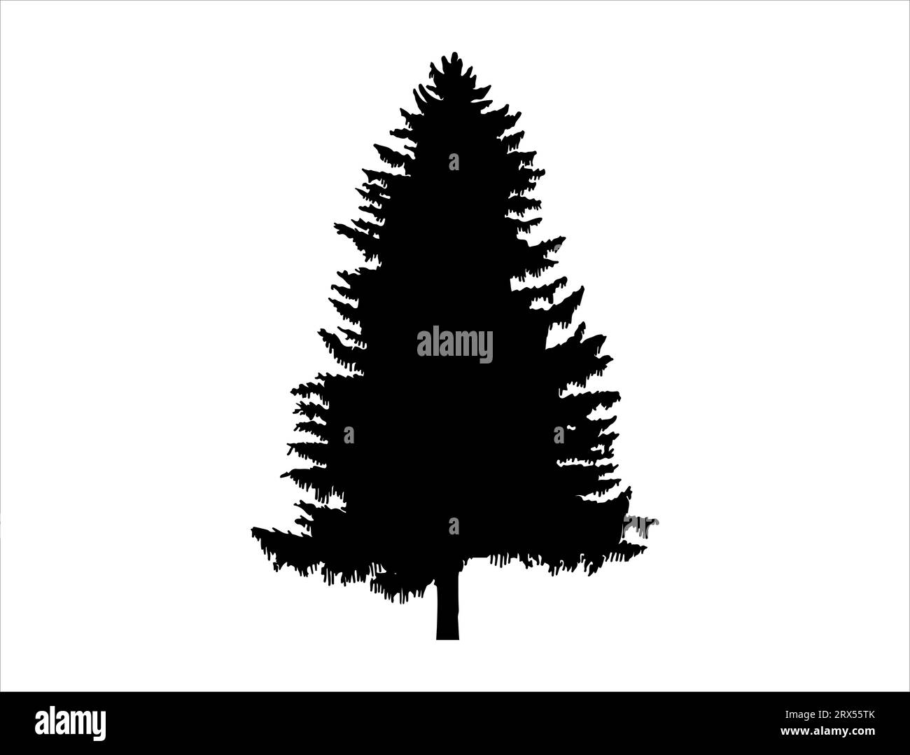 Sfondo bianco della silhouette di Pine Tree Illustrazione Vettoriale