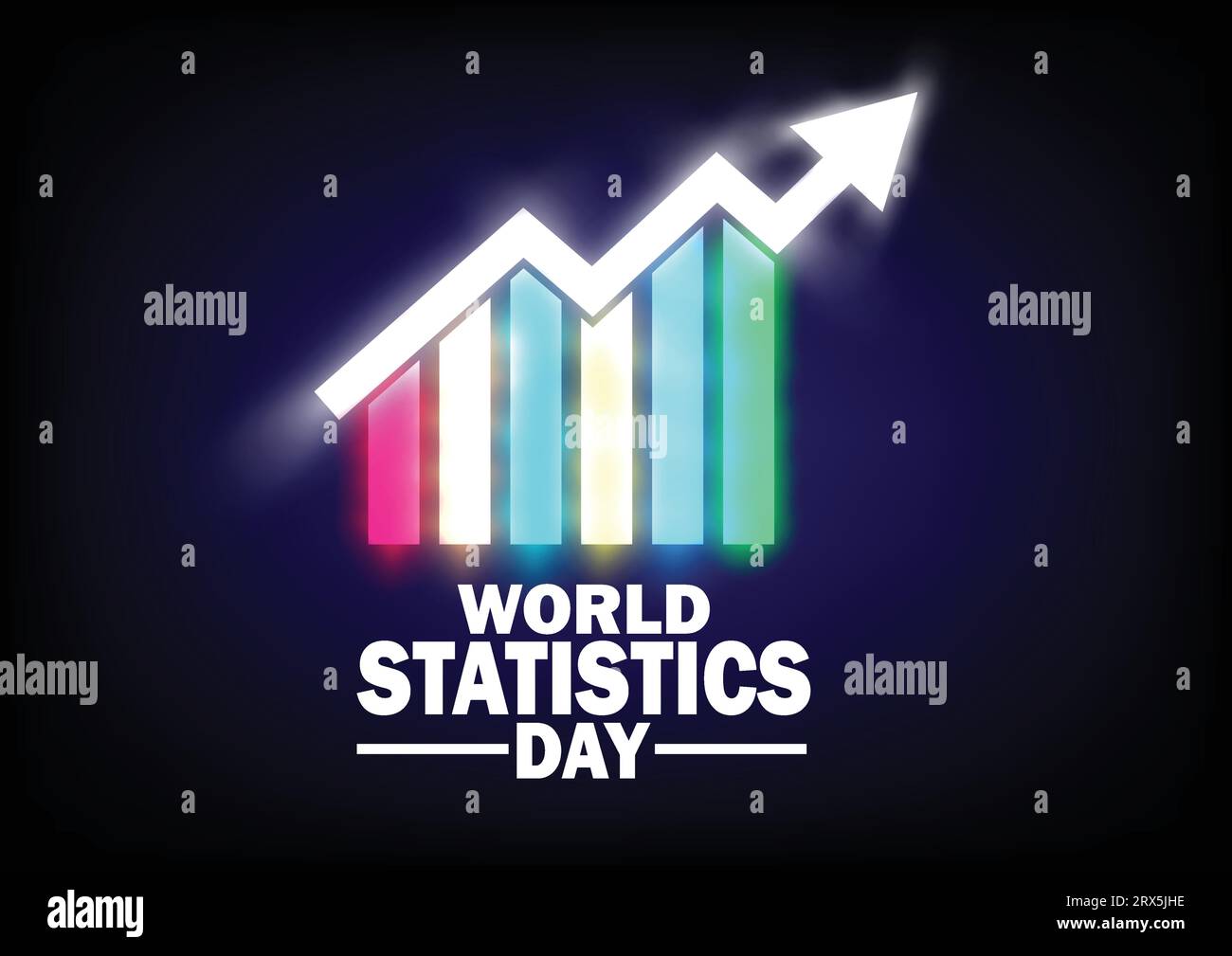 Illustrazione vettoriale della giornata mondiale delle statistiche. Concetto di vacanza. Modello per sfondo, banner, scheda, poster con iscrizione di testo. Illustrazione Vettoriale