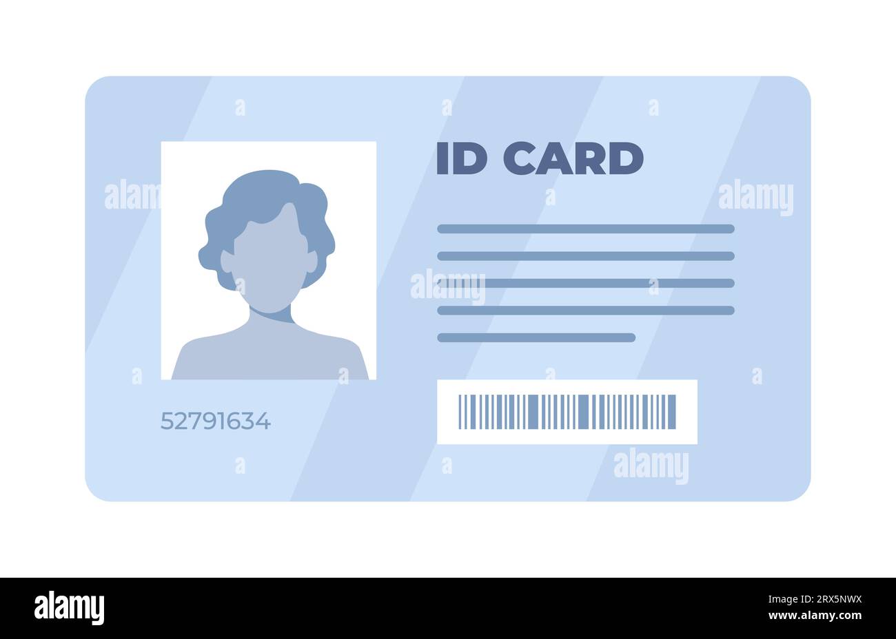 Carta d'identità. Dati personali. Documento di identificazione con foto della persona. Scheda utente o profilo. Patente di guida. Piatto. Illustrazione vettoriale Illustrazione Vettoriale
