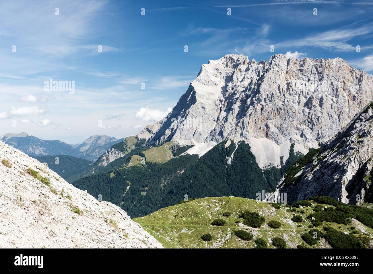 Blick zum Zugspitzmassiv Foto Stock