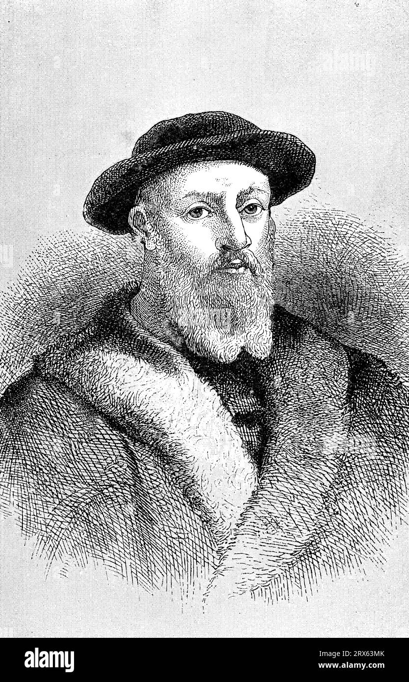 Ferdinand Megellan (c1480-1521). Dopo un ritratto del XVI o XVII secolo. Ferdinand Magellan era un esploratore portoghese meglio conosciuto per aver pianificato e guidato la spedizione spagnola del 1519 nelle Indie Orientali attraverso l'Oceano Pacifico per aprire una rotta commerciale marittima, durante la quale scoprì il passaggio interoceanico in seguito portando il suo nome e realizzò la prima navigazione europea verso l'Asia attraverso il Pacifico. Foto Stock