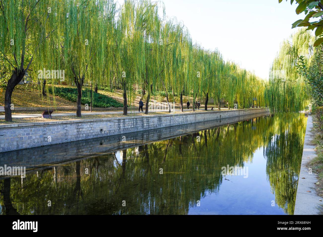 Scenario del fiume Xiaoyue nel Parco delle rovine delle mura della città di Yuan Dadu Foto Stock