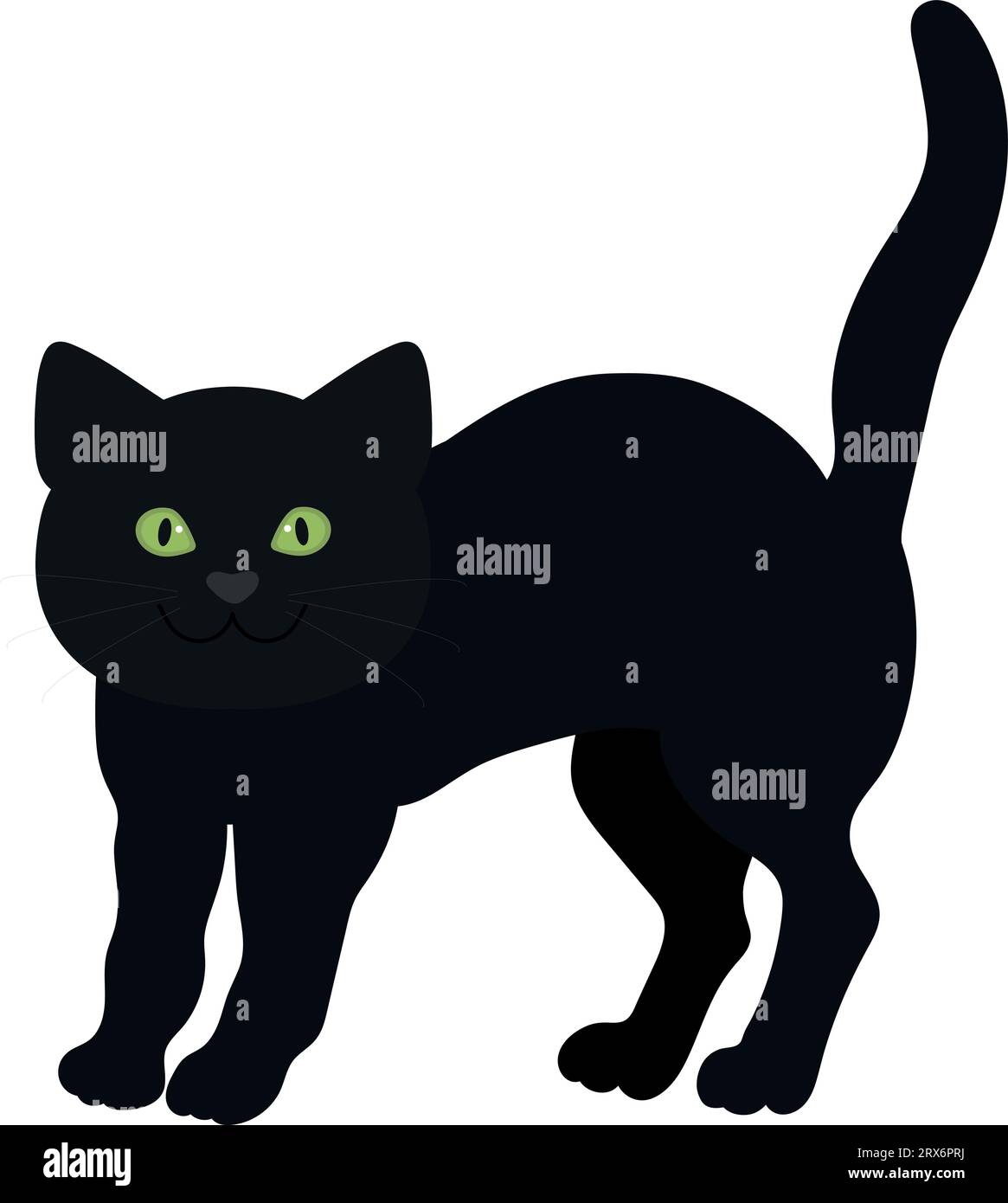 Simpatico gatto nero in posa di benvenuto. Illustrazione vettoriale Illustrazione Vettoriale