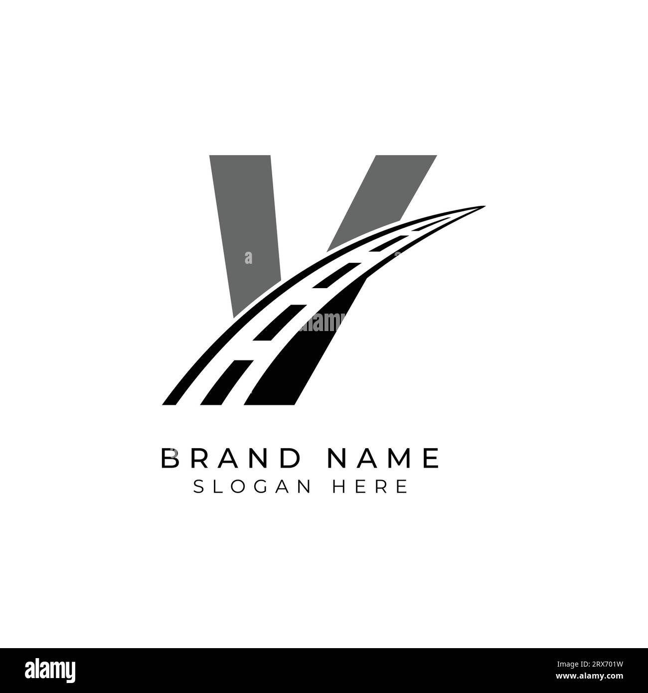 Logo lettera V asfalto per l'identità. Illustrazione del vettore del modello di costruzione per il marchio Illustrazione Vettoriale