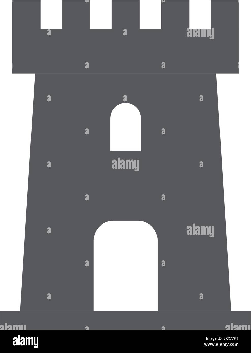 Icona della torre del castello in stile piatto. Illustrazione vettoriale della cittadella medievale su sfondo isolato. Concetto di business dell'insegna dell'edificio fortezza. Illustrazione Vettoriale