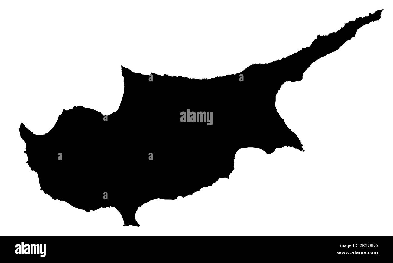 Mappa di illustrazione vettoriale e sagoma dell'isola di Cipro Foto Stock