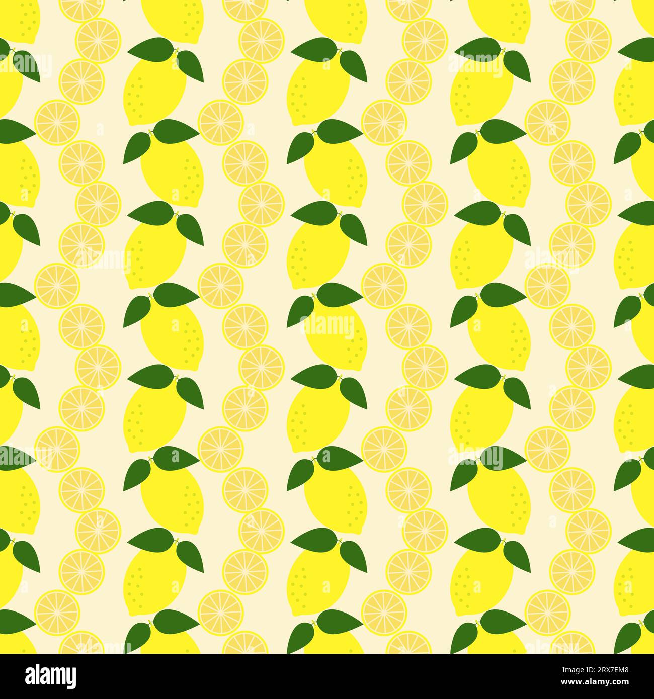 Pattern vettoriale senza cuciture con limoni interi e fette in fila Illustrazione Vettoriale