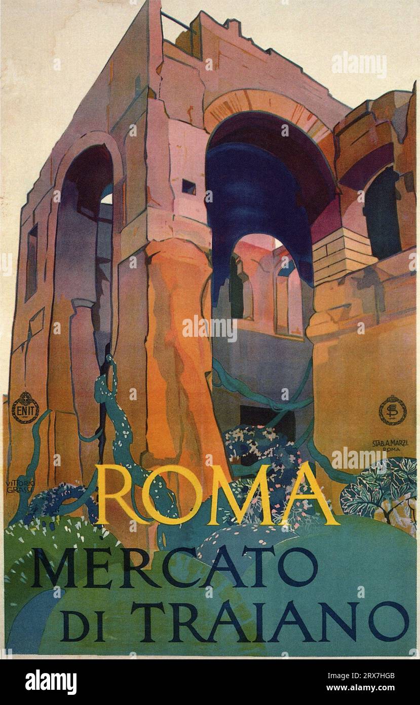 Poster di viaggio vintage, 1890 1900 Roma Roma Italia Foto Stock